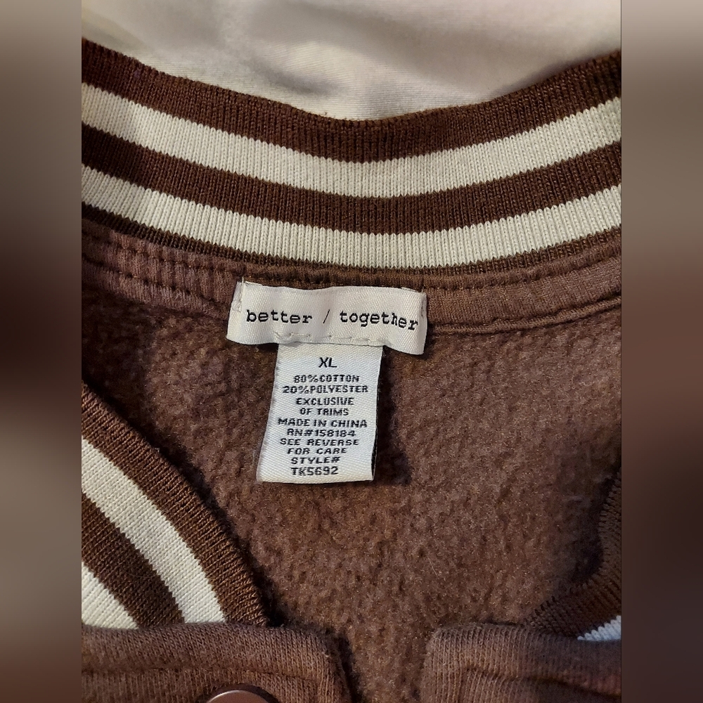 Better Togerher New York 95 Chocolate Brown Knit Bomber Jacket - Picture 3 of 7